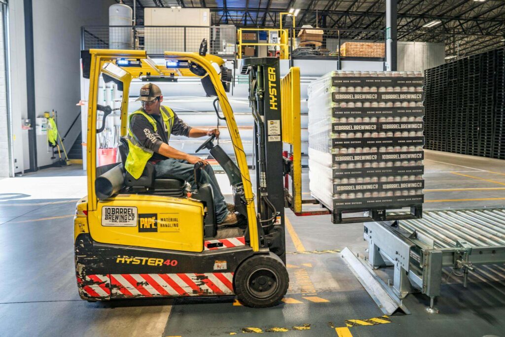 forklift in a warehouse